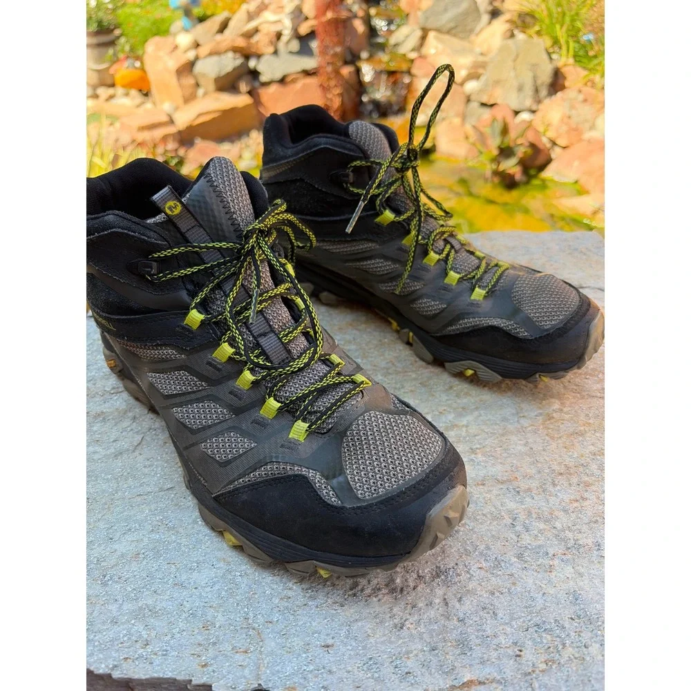 Merrell Moab FST Mid Waterproof Hiking Boots Mens 13 Olive Black Vibram J35759